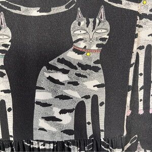 Paul & Joe Sister Dress Cat Print Black/Grey Novelty Motif Parisian Size 38
